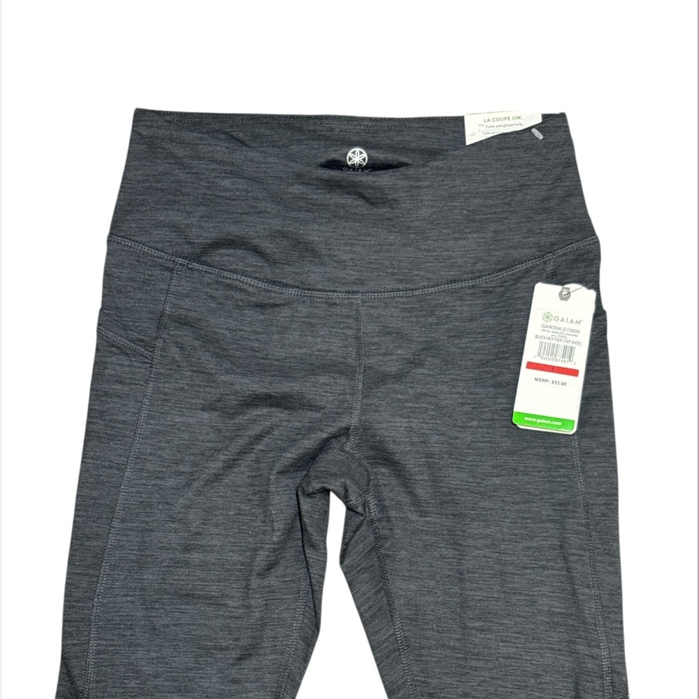 NWT Gaiam OM 7/8 High Rise‎ Petal Marled Legging Allover In Black Heather Size S - Picture 2 of 8